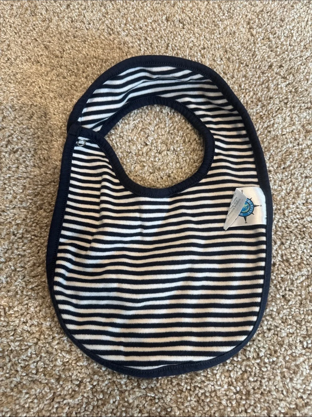 PSU Penn Stare Striped Navy and White Baby Bib with Team Emblem
